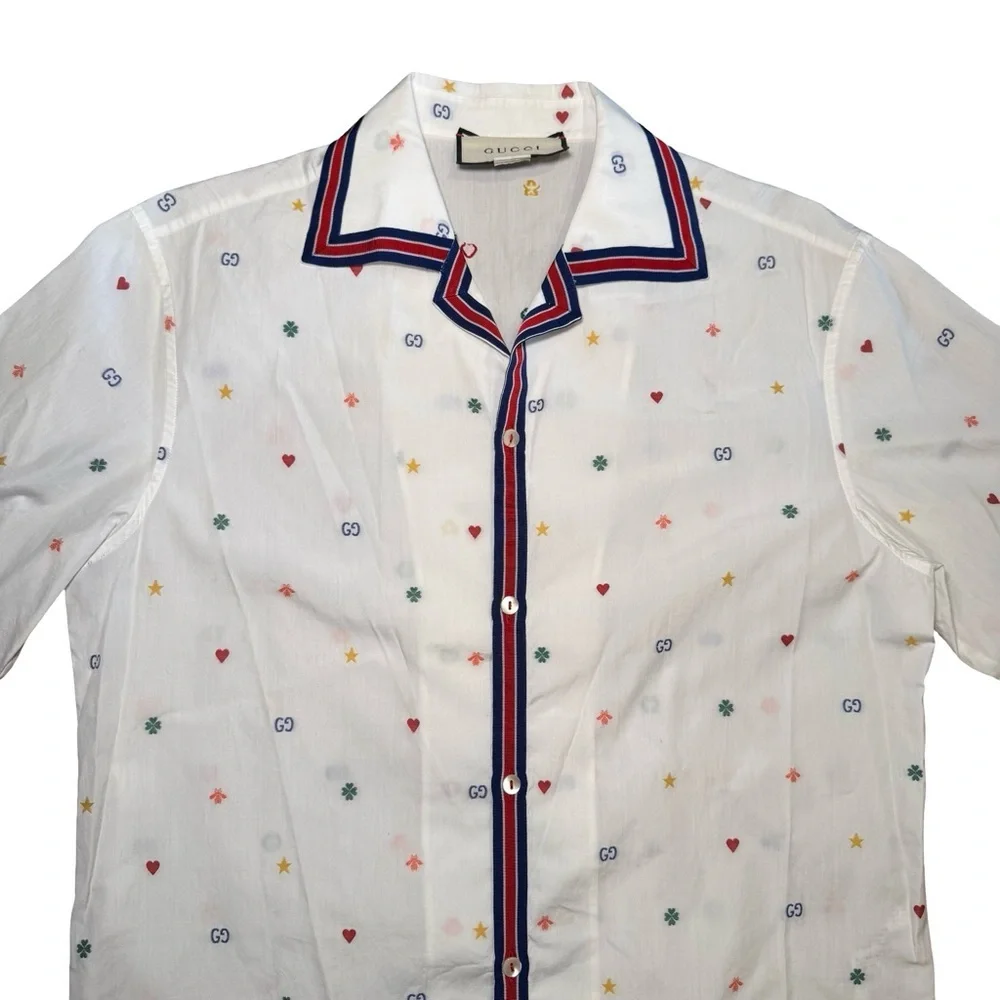 Gucci Fil Coupe Multi Symbol Bowling Shirt